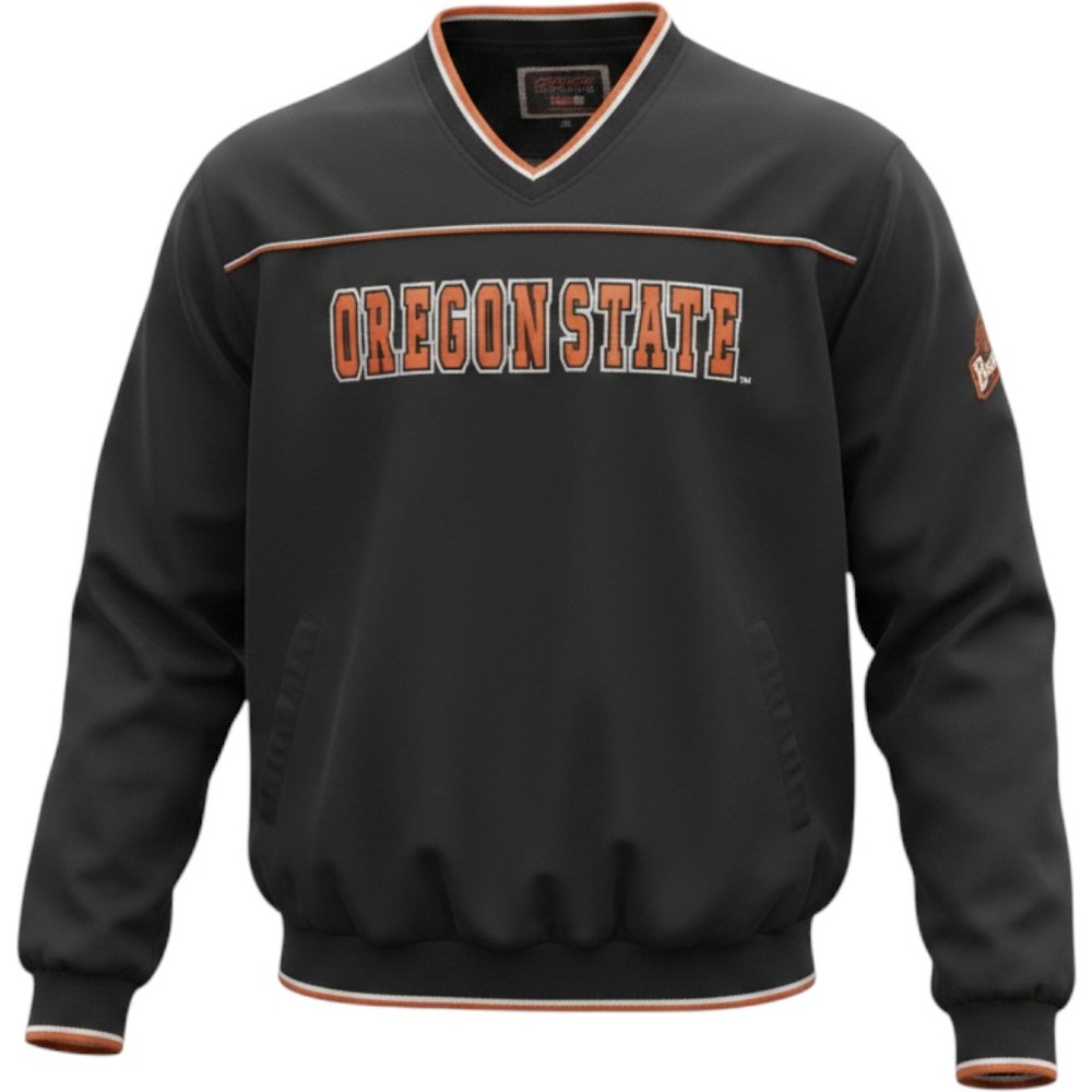 Colosseum Oregon State Beavers Windshirt Mens XXL Black V-Neck Pullover Jacket - Picture 1 of 7